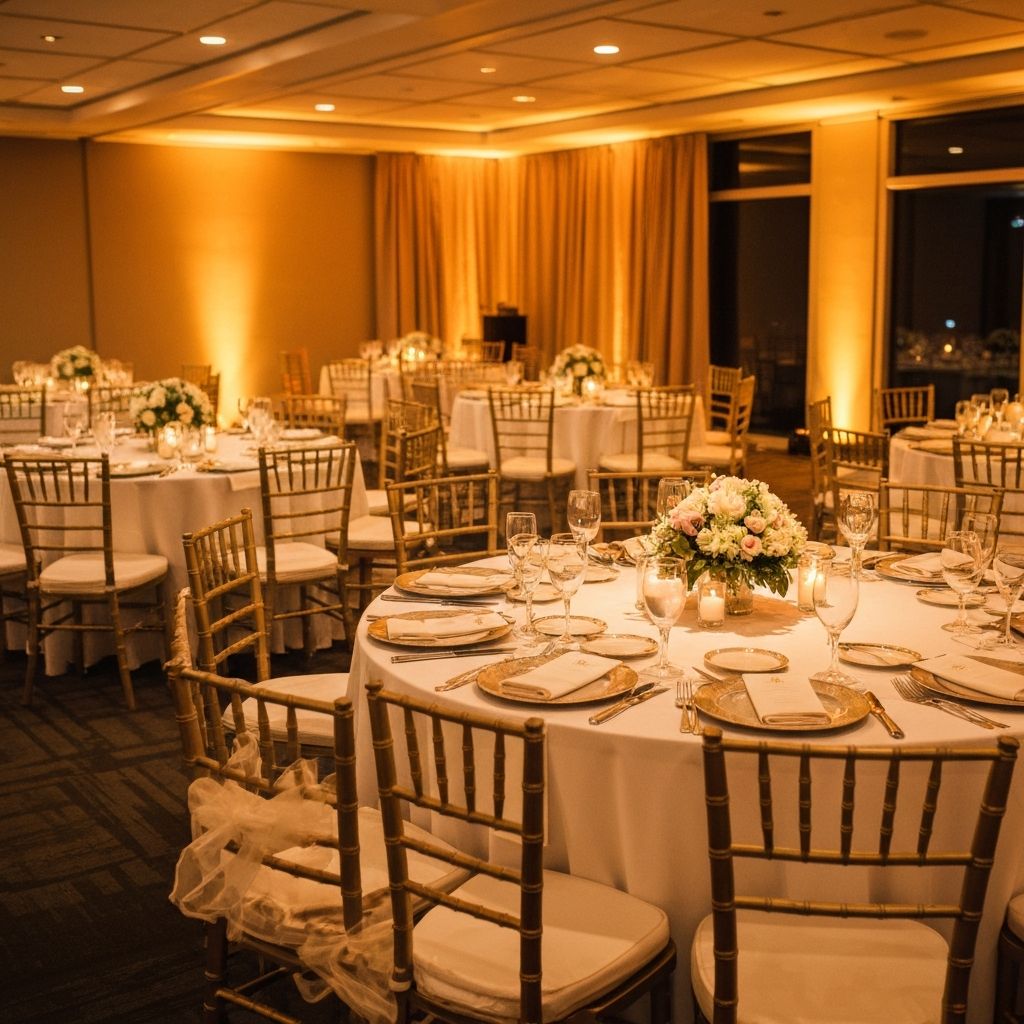 Evento elegante con mesas y sillas de CELEBRAZZION